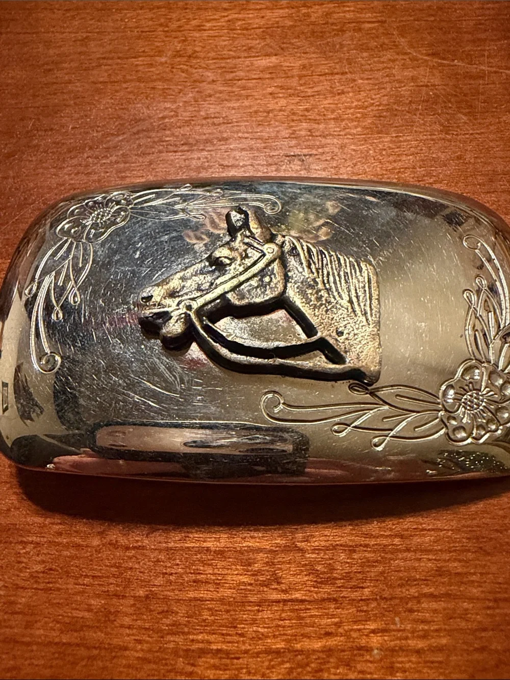 Vintage Silver-Tone Horse  belt buckle